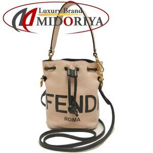 Fendi Montresor Shoulder Bag Leather Pink Black